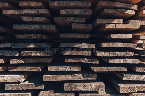 Stack Of Wooden Planks Solid Sawn Timber Construction Material Stock