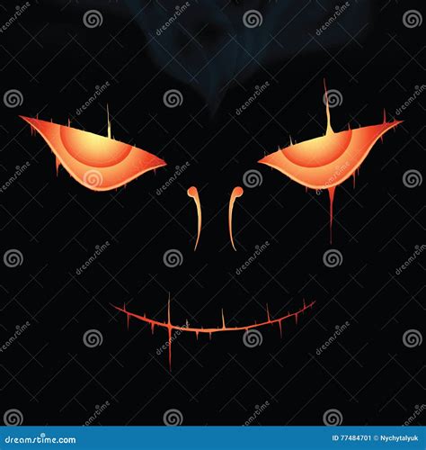 Red Glowing Eyes With Mouth Scary Halloween Smile With Smoke Stock