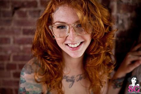 2861079 Suicide Girls Glasses Redhead Smiling Tattoo Freckles Face Women Wallpaper Cool