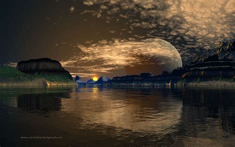Big Moon Lake Landscape Desktop Background 1680x1050 Pixels