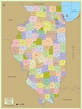 Buy Illinois Zip Code with Counties Map