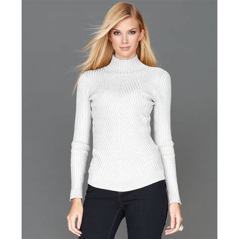 inc international concepts longsleeve mock turtleneck ribbed knit in washed white white lyst
