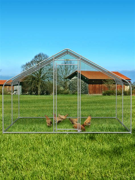 Vevor Large Metal Chicken Coop Hen Run House Spire Walk In Cage 128x98x65 Ft Vevor Us