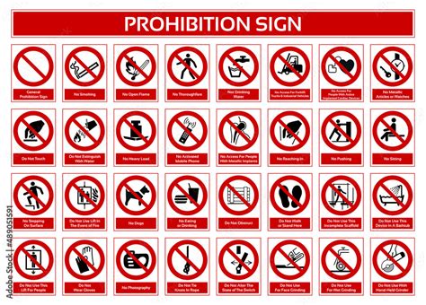 Set Of Prohibition Sign Forbidden Sign In White Pictogram Iso Sign Stock Vector Adobe