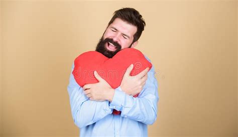 Happy In Love Make Him Feel Loved Every Day Man Bearded Hipster Hug Heart Celebrate