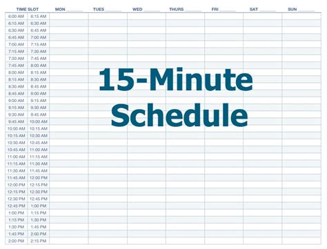 Printable Daily Schedule In 15 Minute Blocks Ten Free