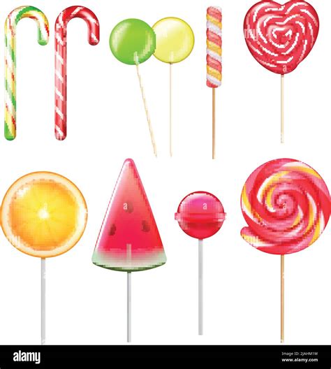 Candies Lollypops Various Tastes Shapes Assorted Flavors Realistic Set