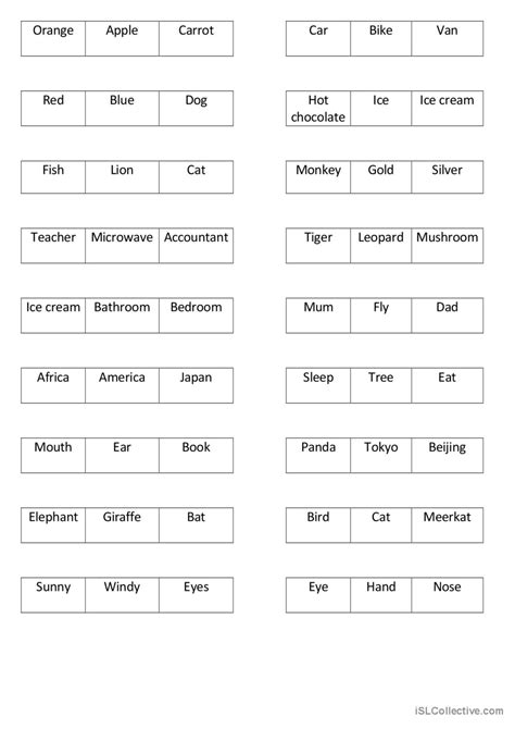 Odd One Out Game English Esl Worksheets Pdf And Doc