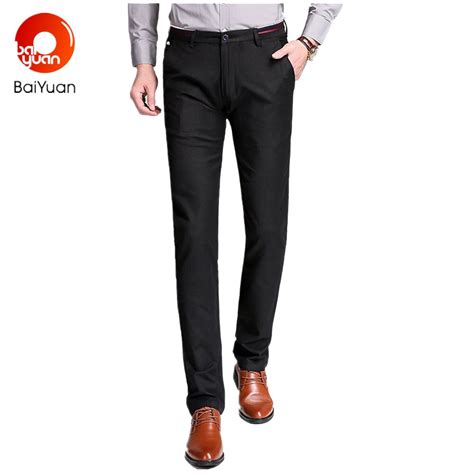 Baiyuan Trousers 2017 Hot Sale Men Fashion Pants Slim Fit Casual Straight Long Business Trousers