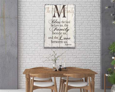 Bless The Food Personalized Dining Room Sign Rusticly Inspired Signs
