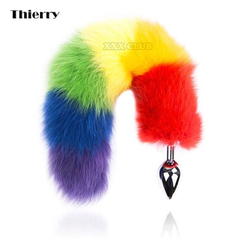 Thierry Luxury Colorful Foxt Tail Anal Plug For Female Adult Products Silicone And Metal Butt