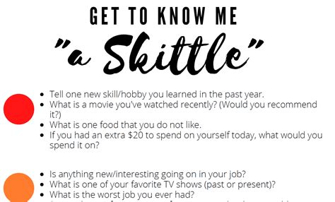 Use These Questions To Break The Ice A Skittle An Easy Ice Breaker