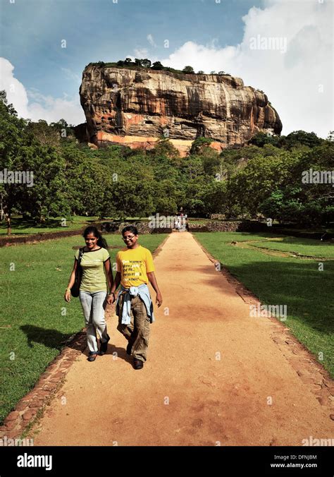 Locals At Sigiriya Rock Fortress Cultural Triangle Matala District Sri Lanka Unesco World