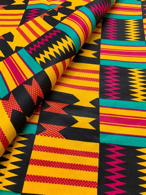 Kente African Fabric By The Yard Orange Kente Ankara Print Etsy