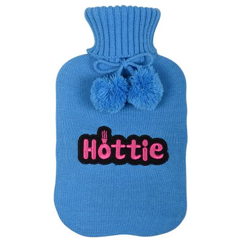 Hot Water Bottle Blue Knitted Hottie Cover