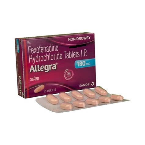 Fexofenadine 180mg Allegra 180 Mg Tablet Packaging Type Stripe