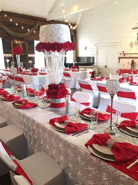 Pin By Whimzey Events On Centerpieces Red Wedding Decorations White
