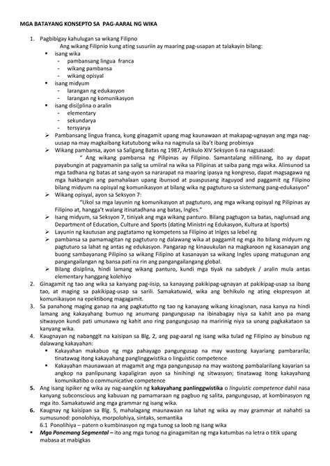 Mga Batayang Konsepto Sa Pag Aaral Ng Wika Mga Batayang Konsepto Sa