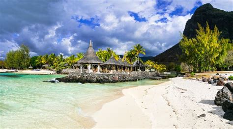Tropical Relaxing Scenery Cosy Small Beach Bar Mauritius Island
