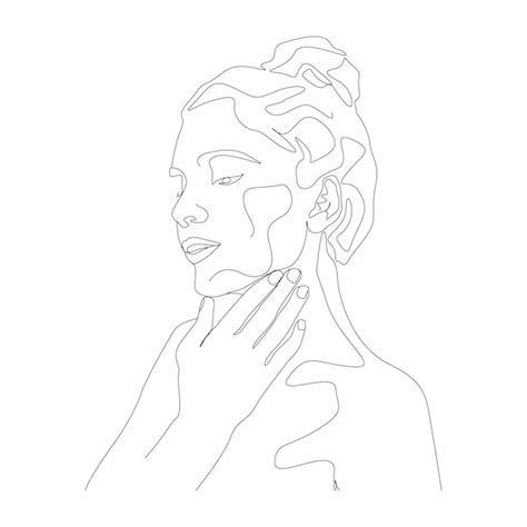 Mujer mínima dibujada a mano ilustración de una línea de dibujo de