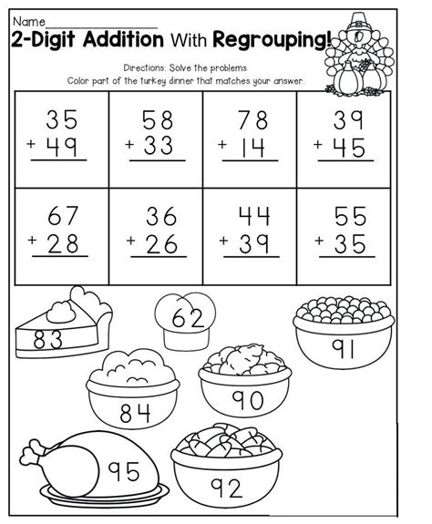 Printable Addition With Regrouping Worksheets Carol Jones Addition