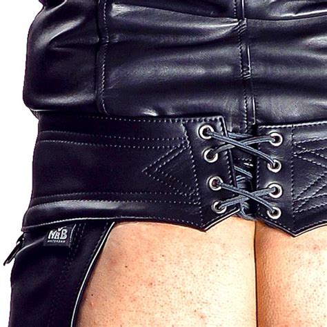 MISTER B Classic Leather Chaps With Adjustable Lace Up On The Back