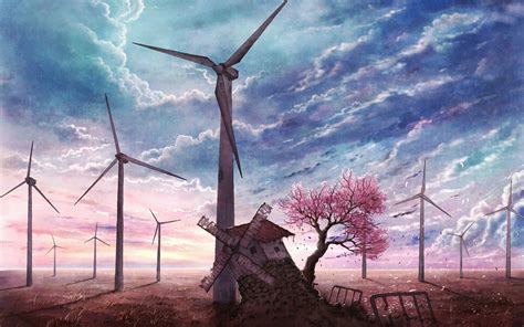 Wind Turbines Modern Canvas Art Canvas Art Wall Decor Wall Art Oil