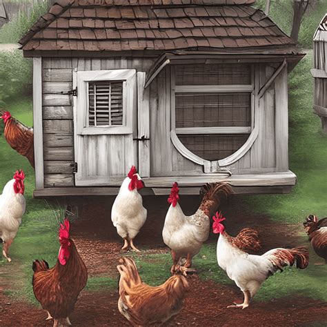 Chickens Hens Roosters Chicken Coop Photograph · Creative Fabrica