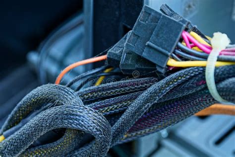 Part Of The Wires And Cables On The Computer Stock Image Image Of