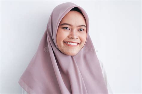 Young Asian Islam Woman Wearing Headscarf With Smile In Face To Camera