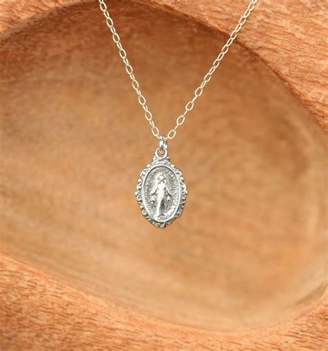 Sterling Silver Virgin Mary Necklace Religious Necklace Catholic
