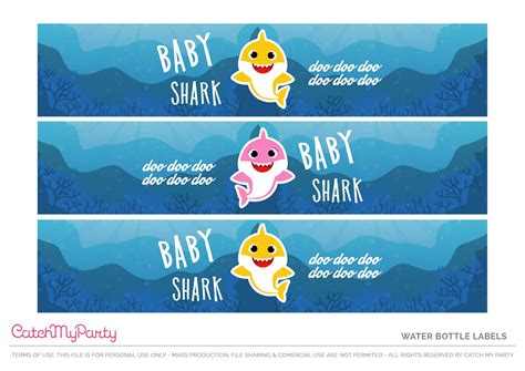 Baby Shark Food Labels Drink Label Baby Shark Party Image Shark The