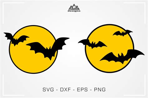 Bats And Moon Halloween Svg Design By Agsdesign Thehungryjpeg