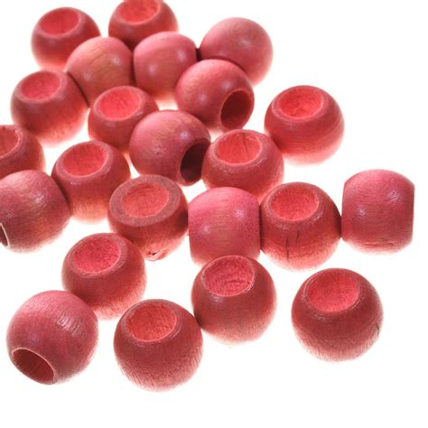 Rose Red Round Wood Beads 10 Pack 12mm