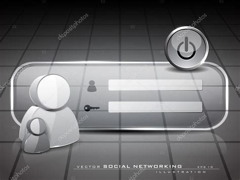 Login Screen With 3d User Icons On Abstract Grey Background ⬇ Vector