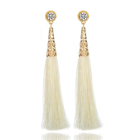 Bohemian Long Tassels Drop Earrings Crystal Women Lady Dangle Earring
