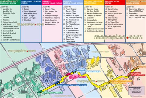 Las Vegas Tourist Guide Map Monorail Stations And Nearby Boulevard