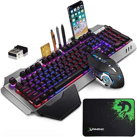 Wireless Gaming Keyboard And Mouse Combo With Rainbow Led Backlit