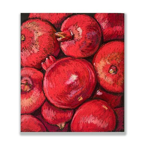 Pomegranate Painting Original Art Oil Pastel Food Wall Art Etsy