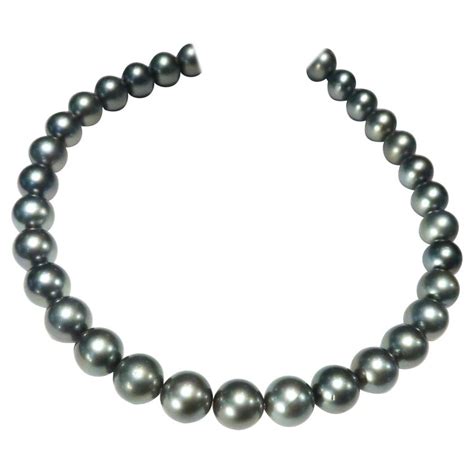 Stackable Dark Blue Tahitian Pearl Necklace For Sale At 1stdibs
