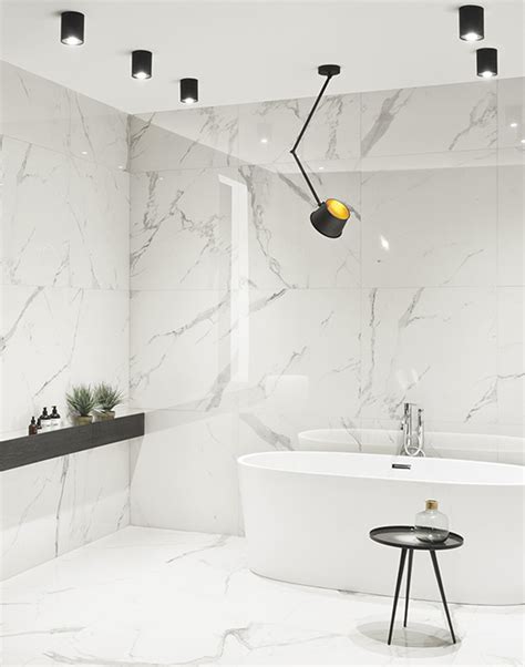 Statuario Glossmatt White Marble Bathroom Wall And Floor Tiles
