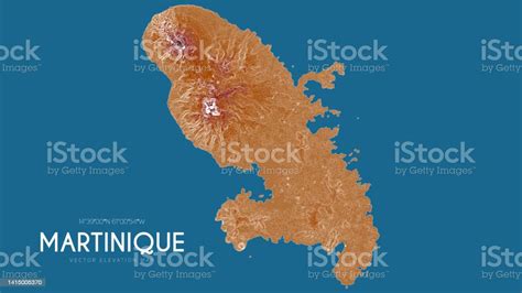 Topographic Map Of Martinique Antilles Archipelago France Vector Detailed Elevation Map Of