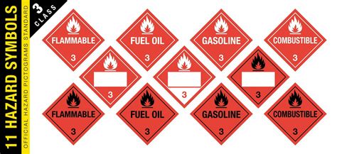 Full Set Of 11 Class 3 Isolated Hazardous Material Signs Fuel Oil