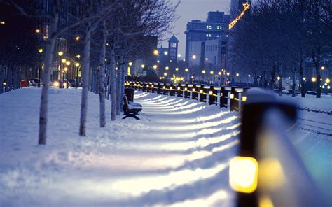 Cityscape City Winter Night Snow Wallpapers Hd Desktop And Mobile