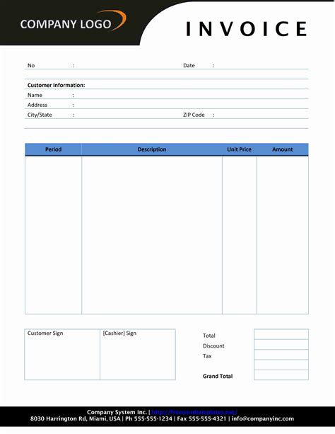 Free Invoice Word Template CityBos