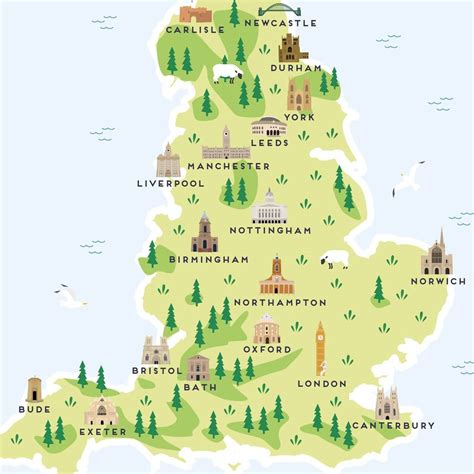 Large scale england town plans. Map Of England Print By Pepper Pot Studios ...