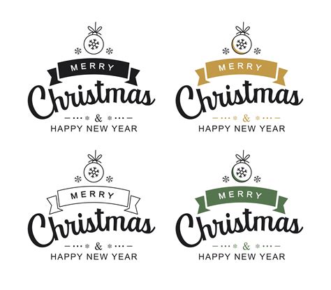 Merry Christmas And Happy New Year Typography Labels 1591312 Vector Art