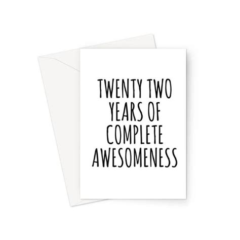 Funny 22nd Birthday Card Funny Birthday Card Age 22 Card Greeting Card With Quote Humorous