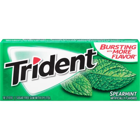 Trident Gum Sugar Free With Xylitol Spearmint 18 Sticks