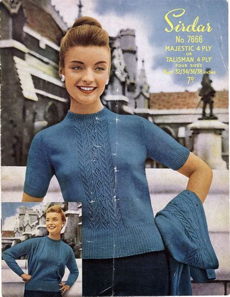 Original 1950s Ladys Twinset Knitting Pattern Sirdar Etsy Uk